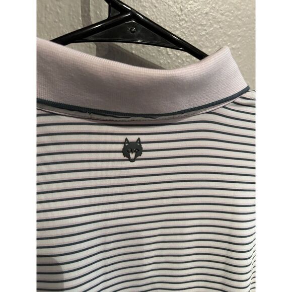 Greyson Mens XL Pink Green Striped Button Polo Shirt Performance Stretch Golf - Picture 8 of 8